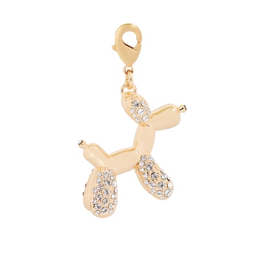 Gold Balloon Dog Austrian Crystal Charm by Bead Landing™